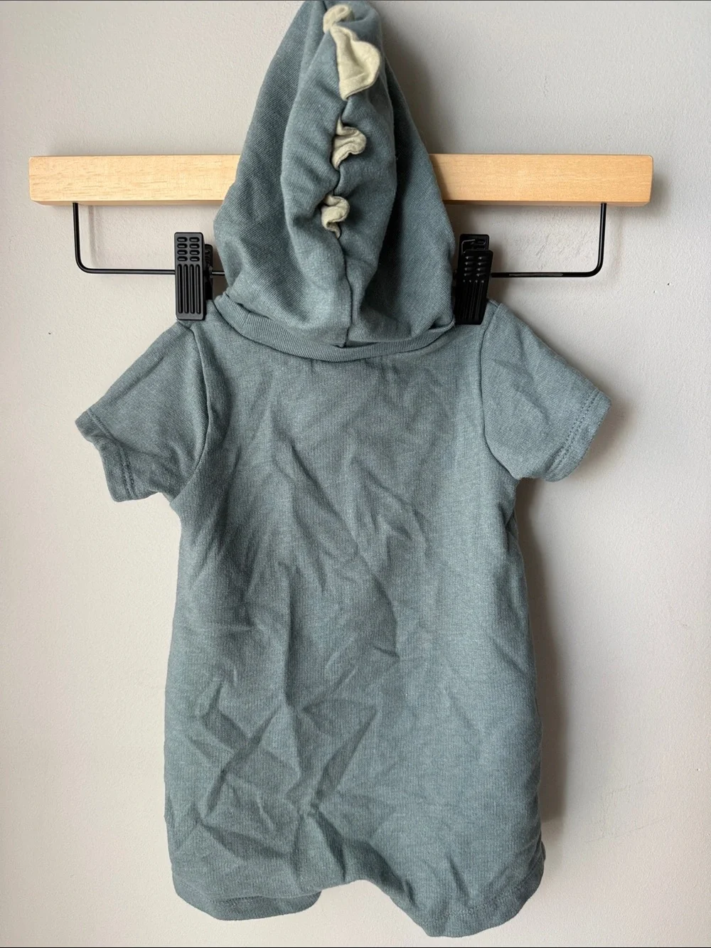 Carter’s Baby Dinosaur Hooded Romper Sage Green Short Sleeve One Piece 6M